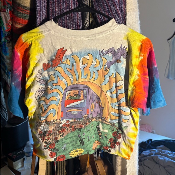 Liquid Blue Grateful Dead tie die crop top - Picture 3 of 7